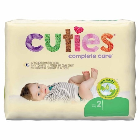 Cuties Complete Care Unisex Baby Diaper Cuties Size 2 Disposable Heavy Absorbency, 25PK CDB002
